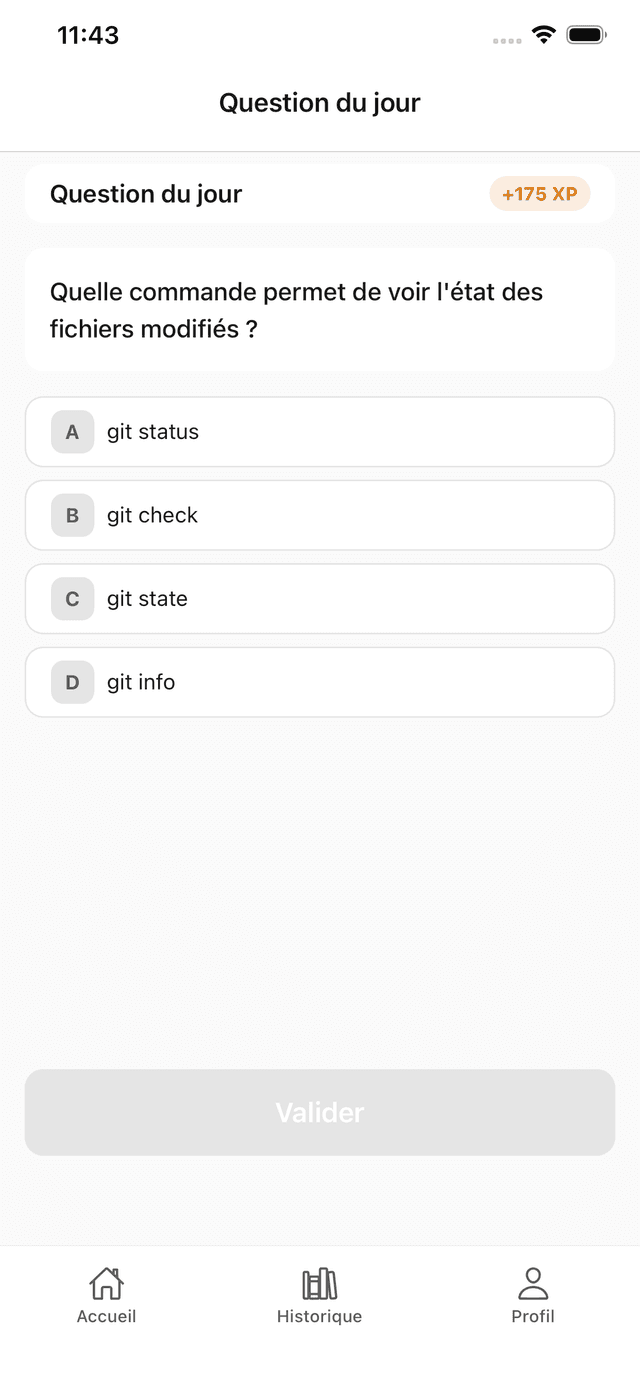 Quiz quotidien GitQuest